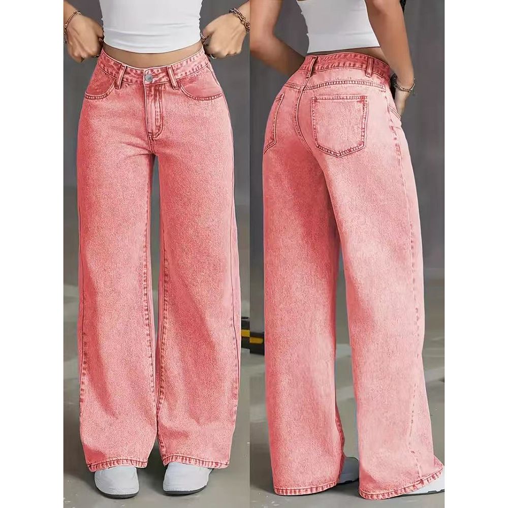 Clothes > Women's Clothing > Bottoms > Pants Retro old jeans new summer loose casual straight-leg fashion trendy wide-leg trousers