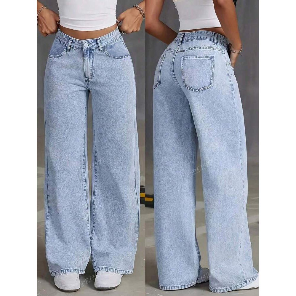 Clothes > Women's Clothing > Bottoms > Pants Retro old jeans new summer loose casual straight-leg fashion trendy wide-leg trousers