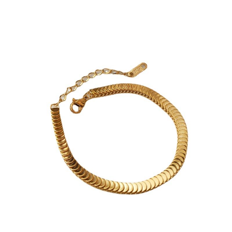 Fashion Accessories > Jewelry > Women Jewelry > Bracelets Fish scale 18K gold plated snake bone bracelet for women, three-dimensional scale design, versatile, thick handwear, anti-fading jewelry gift