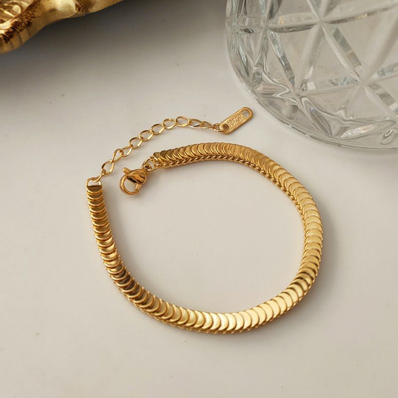 Fashion Accessories > Jewelry > Women Jewelry > Bracelets Fish scale 18K gold plated snake bone bracelet for women, three-dimensional scale design, versatile, thick handwear, anti-fading jewelry gift