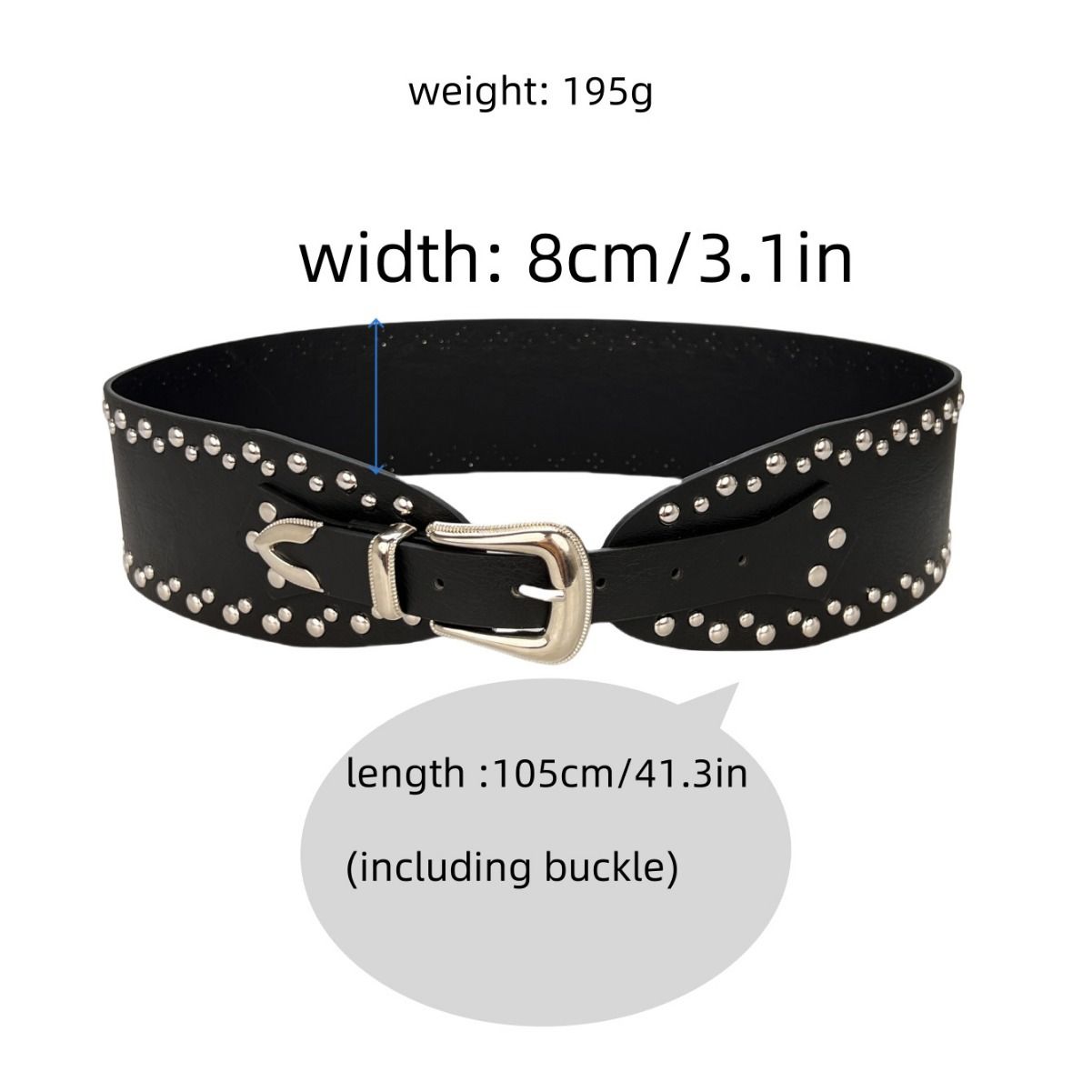 Fashion Accessories > Accessories > Women Accessories > Belts New Y2K rivet punk wide belt personality hot girl fashionable versatile retro belt