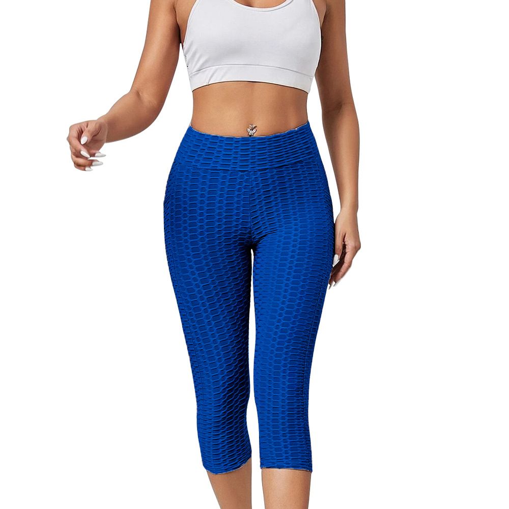 Clothes > Women's Clothing > Bottoms > Pants  New jacquard bubble yoga pants for women with high waist hip lifting exercise fitness pants slim-fitting cropped pants yoga leggings