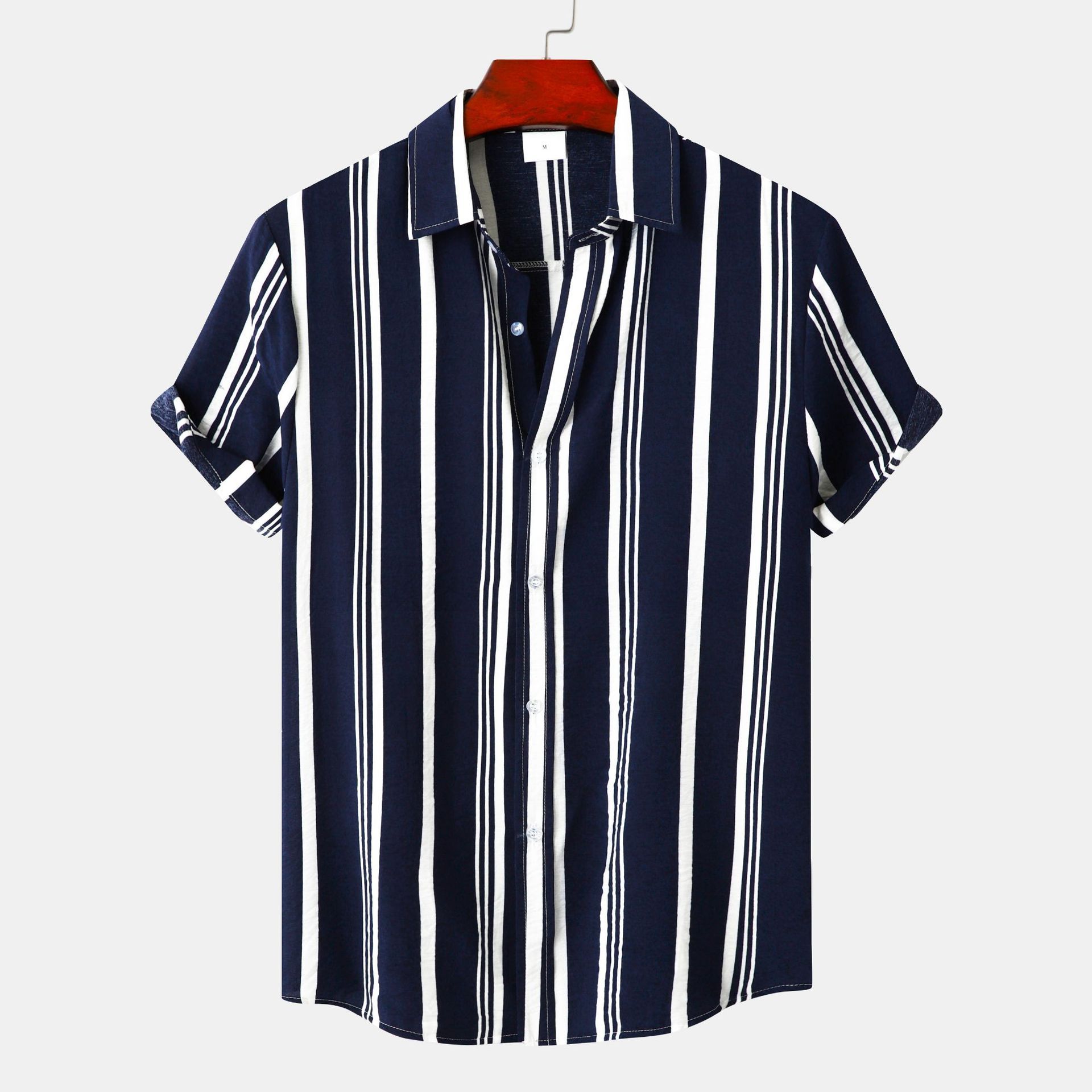 Clothes > Men's Clothing > Tops > T-Shirts  Men's Spring and Summer New Men's Shirt Men's Casual Striped Print Short-Sleeve Shirt Shirt Men's