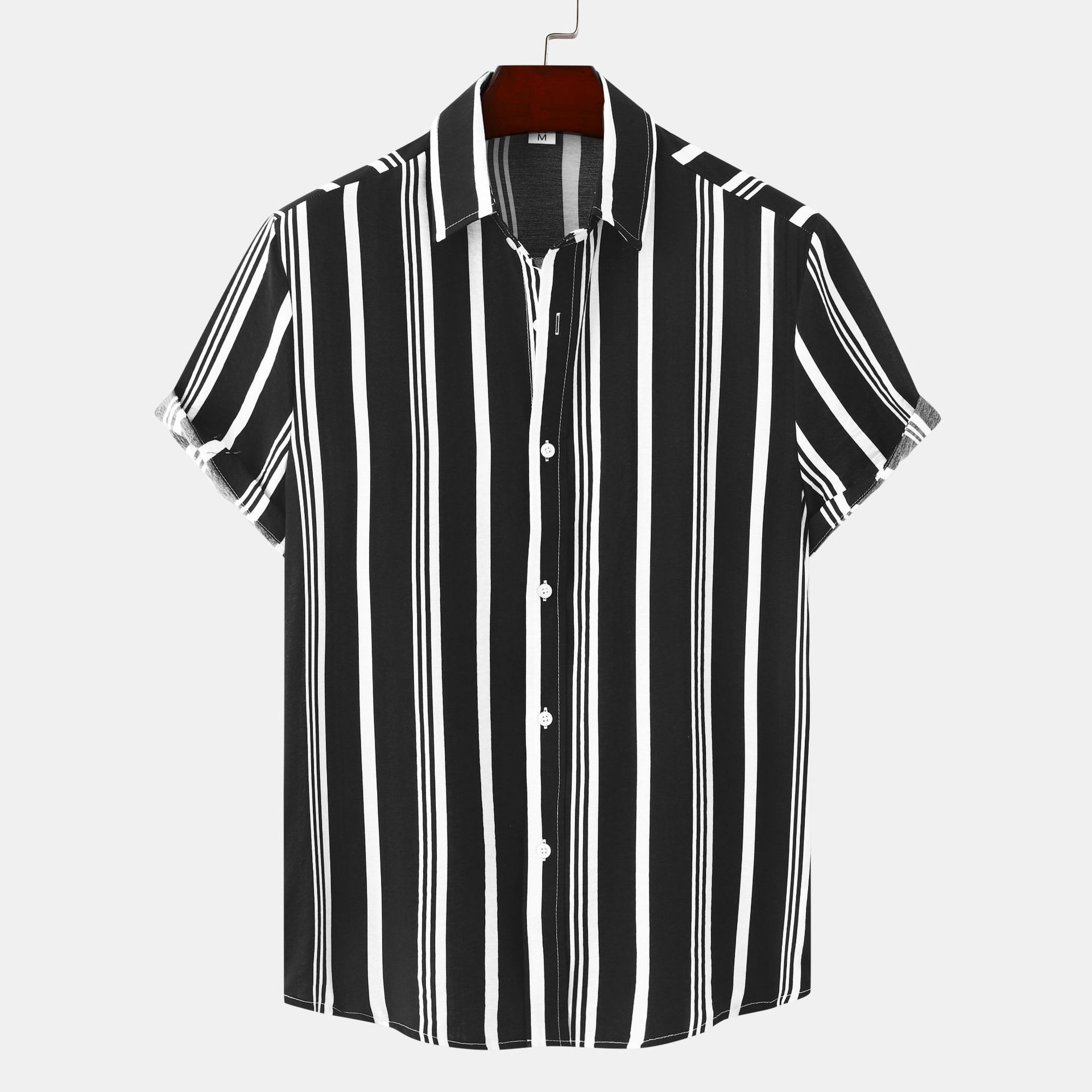 Clothes > Men's Clothing > Tops > T-Shirts  Men's Spring and Summer New Men's Shirt Men's Casual Striped Print Short-Sleeve Shirt Shirt Men's