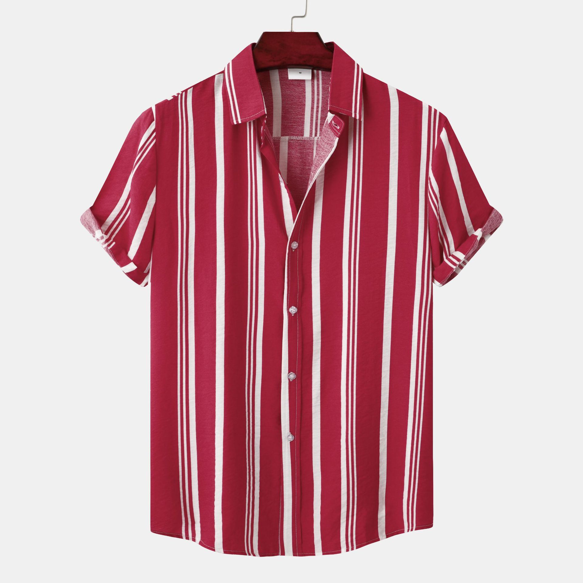 Clothes > Men's Clothing > Tops > T-Shirts  Men's Spring and Summer New Men's Shirt Men's Casual Striped Print Short-Sleeve Shirt Shirt Men's