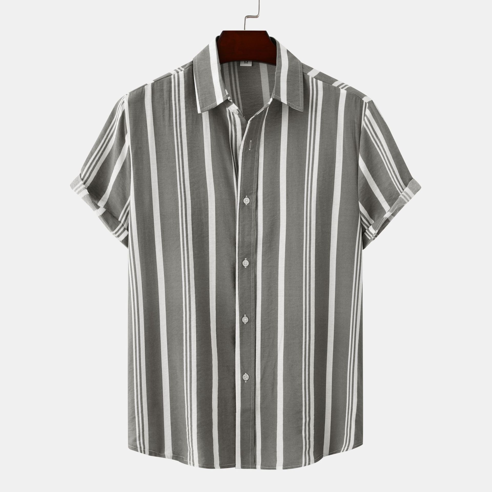 Clothes > Men's Clothing > Tops > T-Shirts  Men's Spring and Summer New Men's Shirt Men's Casual Striped Print Short-Sleeve Shirt Shirt Men's