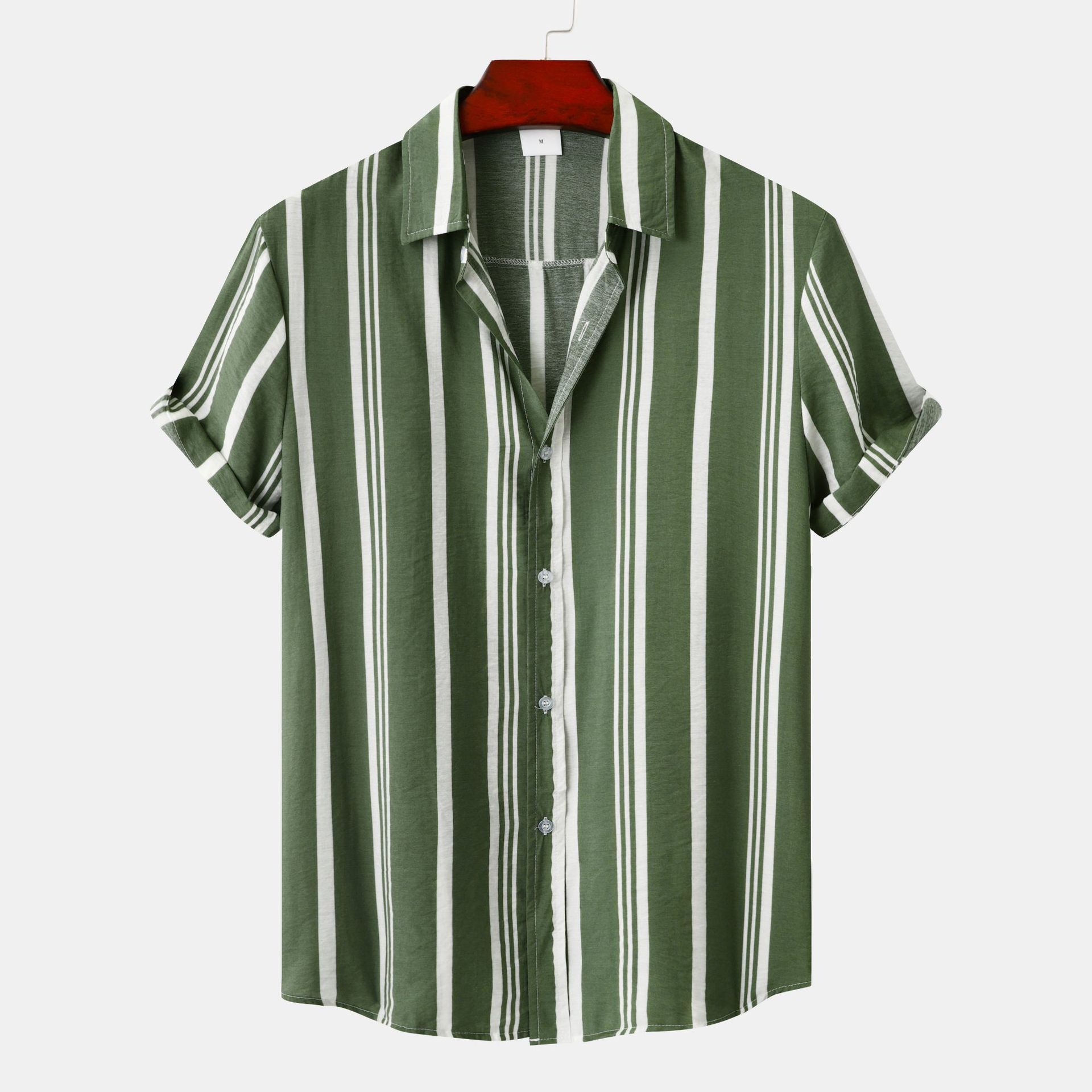Clothes > Men's Clothing > Tops > T-Shirts  Men's Spring and Summer New Men's Shirt Men's Casual Striped Print Short-Sleeve Shirt Shirt Men's