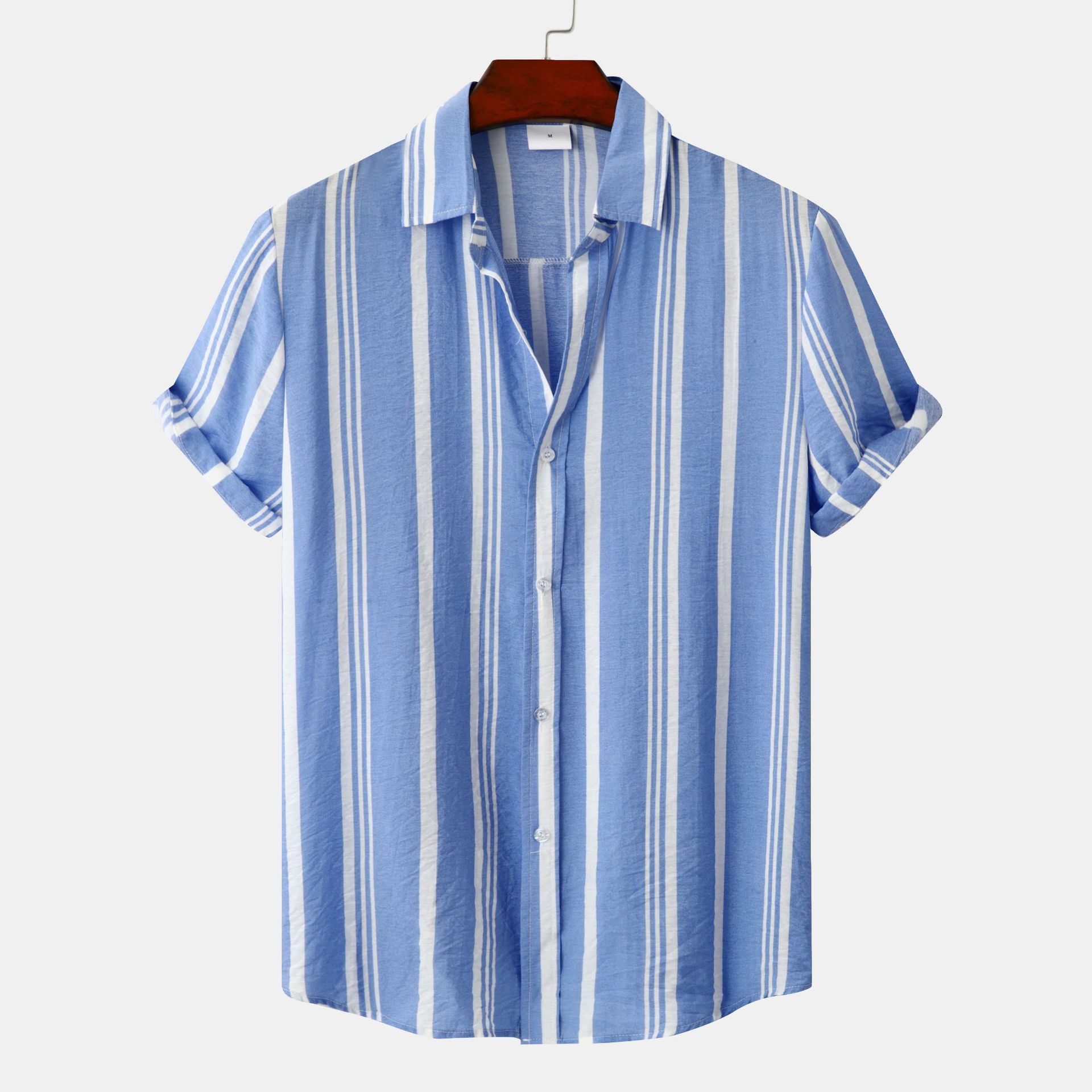 Clothes > Men's Clothing > Tops > T-Shirts  Men's Spring and Summer New Men's Shirt Men's Casual Striped Print Short-Sleeve Shirt Shirt Men's