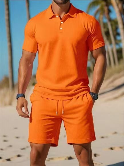 Clothes > Men's Clothing > Clothing Sets > Two-Piece Outfits  Men's European and American summer suits Men's short-sleeved POLO shirt + shorts Two-piece set Outdoor sports