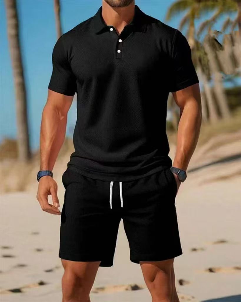 Clothes > Men's Clothing > Clothing Sets > Two-Piece Outfits  Men's European and American summer suits Men's short-sleeved POLO shirt + shorts Two-piece set Outdoor sports