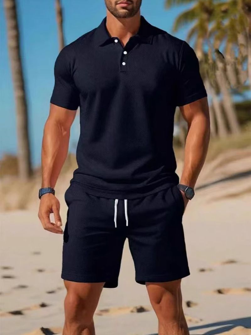 Clothes > Men's Clothing > Clothing Sets > Two-Piece Outfits  Men's European and American summer suits Men's short-sleeved POLO shirt + shorts Two-piece set Outdoor sports