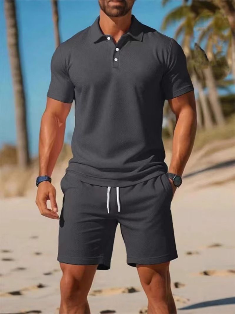 Clothes > Men's Clothing > Clothing Sets > Two-Piece Outfits  Men's European and American summer suits Men's short-sleeved POLO shirt + shorts Two-piece set Outdoor sports