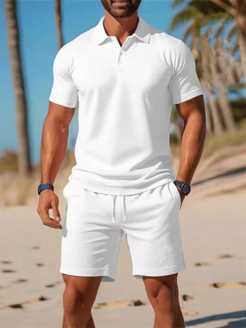 Clothes > Men's Clothing > Clothing Sets > Two-Piece Outfits  Men's European and American summer suits Men's short-sleeved POLO shirt + shorts Two-piece set Outdoor sports