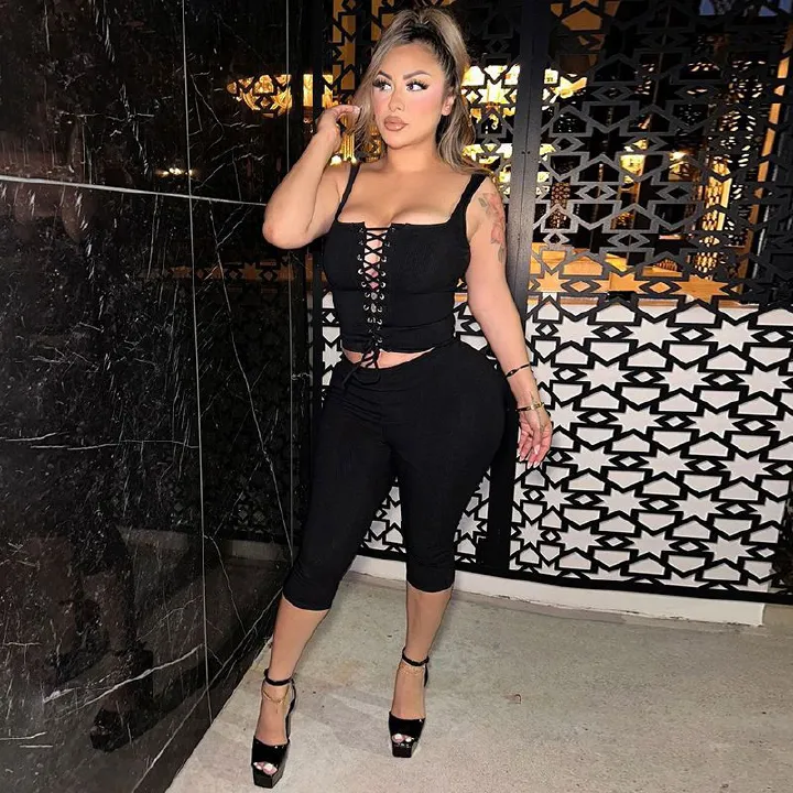 Clothes > Women's Clothing > Clothing Sets > Two-Piece Outfits Women's summer new hot girl's breast straps and small vest slim solid color shorts set