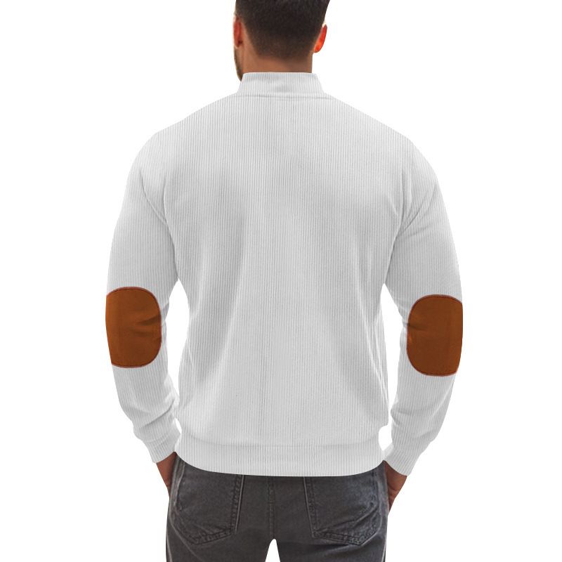 Clothes > Men's Clothing > Tops > Jackets & Coats  American casual men's jacket heavyweight European cotton velvet solid color patchwork long-sleeved hoodie for outer wear