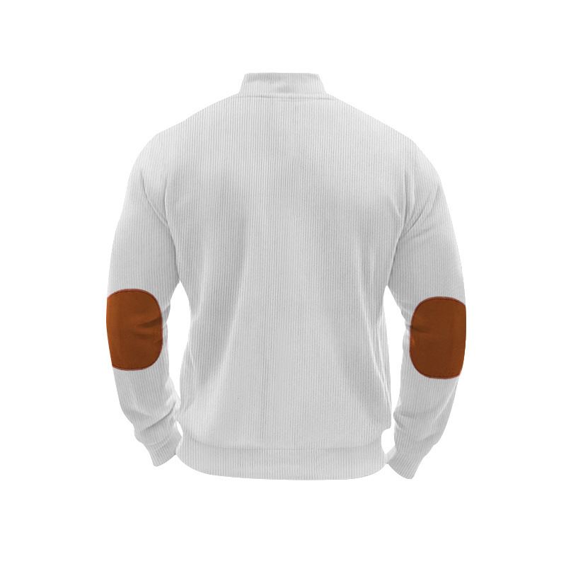 Clothes > Men's Clothing > Tops > Jackets & Coats  American casual men's jacket heavyweight European cotton velvet solid color patchwork long-sleeved hoodie for outer wear