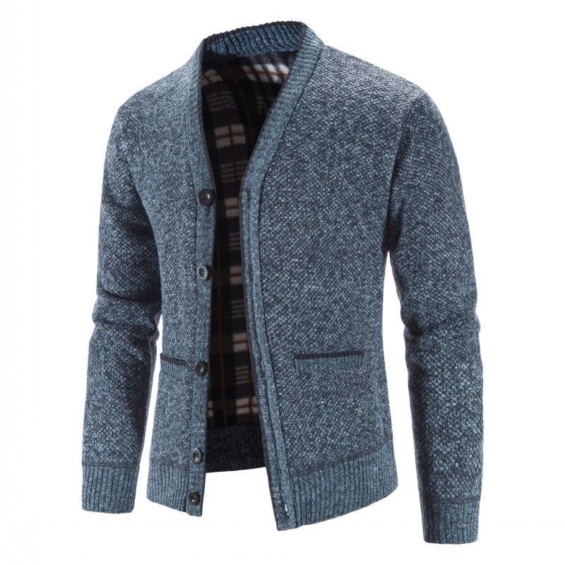 Clothes > Men's Clothing > Tops > Jackets & Coats Knitted Cardigan Thickened Men's Large Size Top Slim Jacket V-neck Knitted Sweater Men's