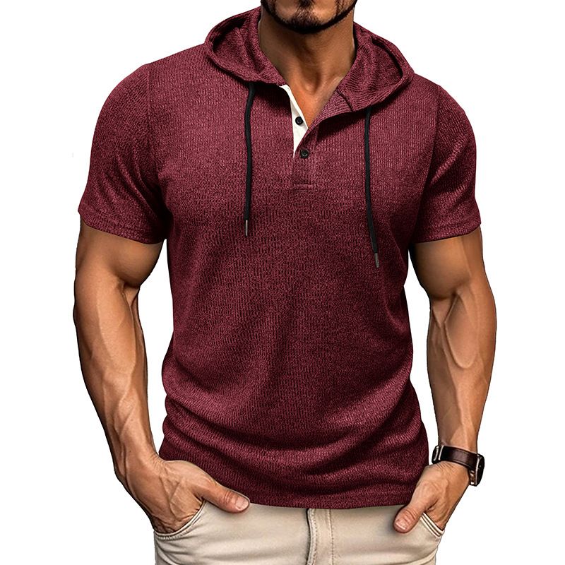 Clothes > Men's Clothing > Tops > Shirts  New summer men's short-sleeved t-shirt European and American men's hoodie tops American Henry shirt