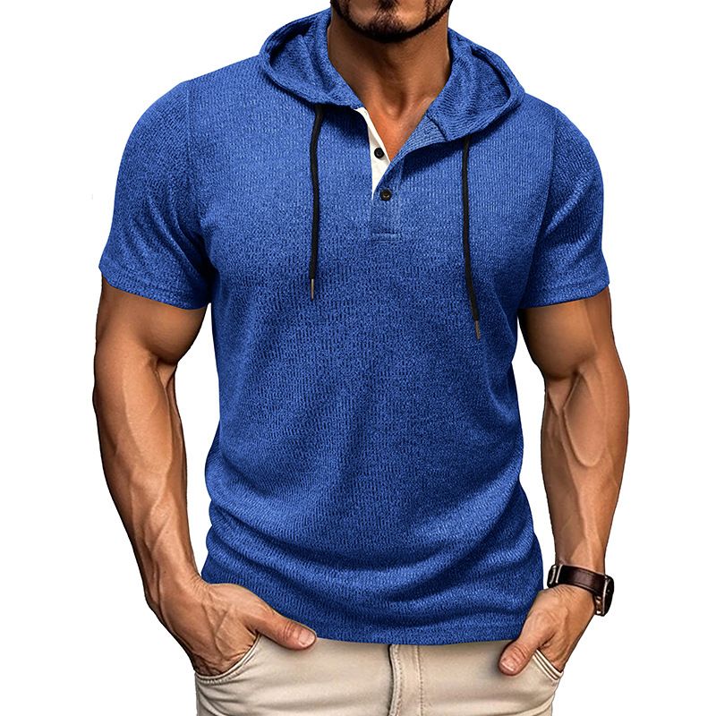 Clothes > Men's Clothing > Tops > Shirts  New summer men's short-sleeved t-shirt European and American men's hoodie tops American Henry shirt
