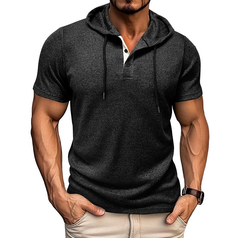 Clothes > Men's Clothing > Tops > Shirts  New summer men's short-sleeved t-shirt European and American men's hoodie tops American Henry shirt