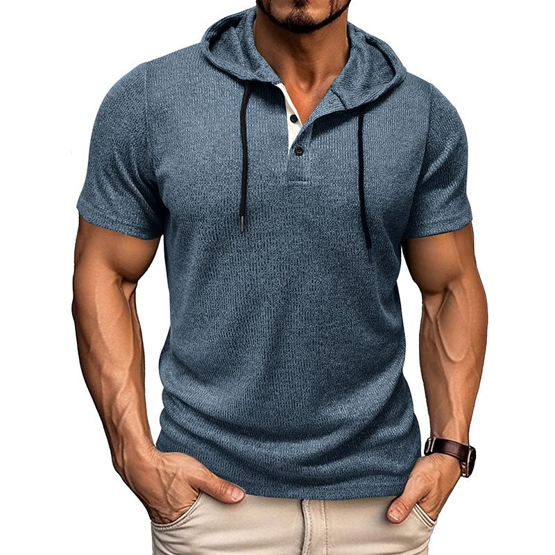 Clothes > Men's Clothing > Tops > Shirts  New summer men's short-sleeved t-shirt European and American men's hoodie tops American Henry shirt