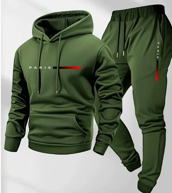 Clothes > Men's Clothing > Clothing Sets > Two-Piece Outfits New Men's Pullover Hooded Sweatshirt Lettered Loose Sweatshirt Jacket Long Sleeve Pants Suit