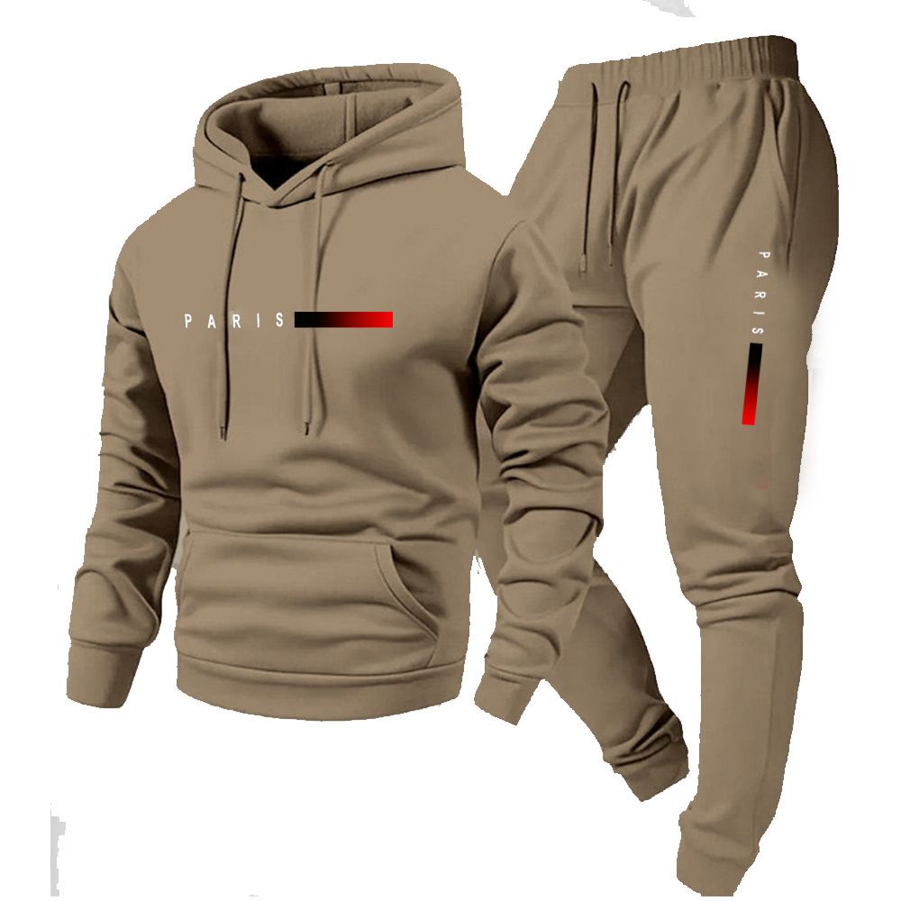Clothes > Men's Clothing > Clothing Sets > Two-Piece Outfits New Men's Pullover Hooded Sweatshirt Lettered Loose Sweatshirt Jacket Long Sleeve Pants Suit