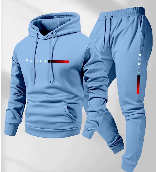 Clothes > Men's Clothing > Clothing Sets > Two-Piece Outfits New Men's Pullover Hooded Sweatshirt Lettered Loose Sweatshirt Jacket Long Sleeve Pants Suit