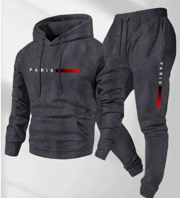 Clothes > Men's Clothing > Clothing Sets > Two-Piece Outfits New Men's Pullover Hooded Sweatshirt Lettered Loose Sweatshirt Jacket Long Sleeve Pants Suit