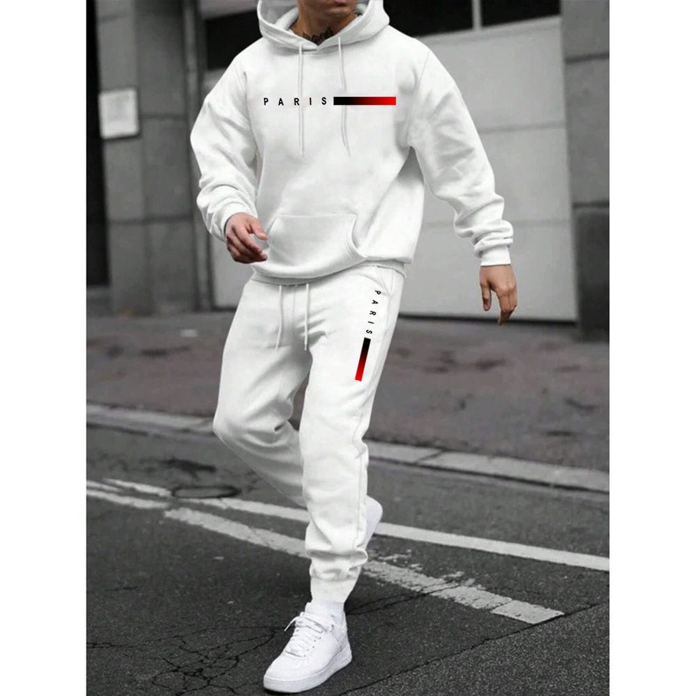Clothes > Men's Clothing > Clothing Sets > Two-Piece Outfits New Men's Pullover Hooded Sweatshirt Lettered Loose Sweatshirt Jacket Long Sleeve Pants Suit