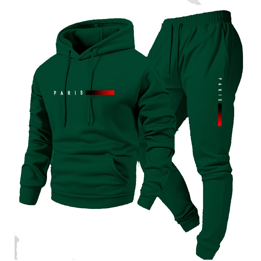 Clothes > Men's Clothing > Clothing Sets > Two-Piece Outfits New Men's Pullover Hooded Sweatshirt Lettered Loose Sweatshirt Jacket Long Sleeve Pants Suit