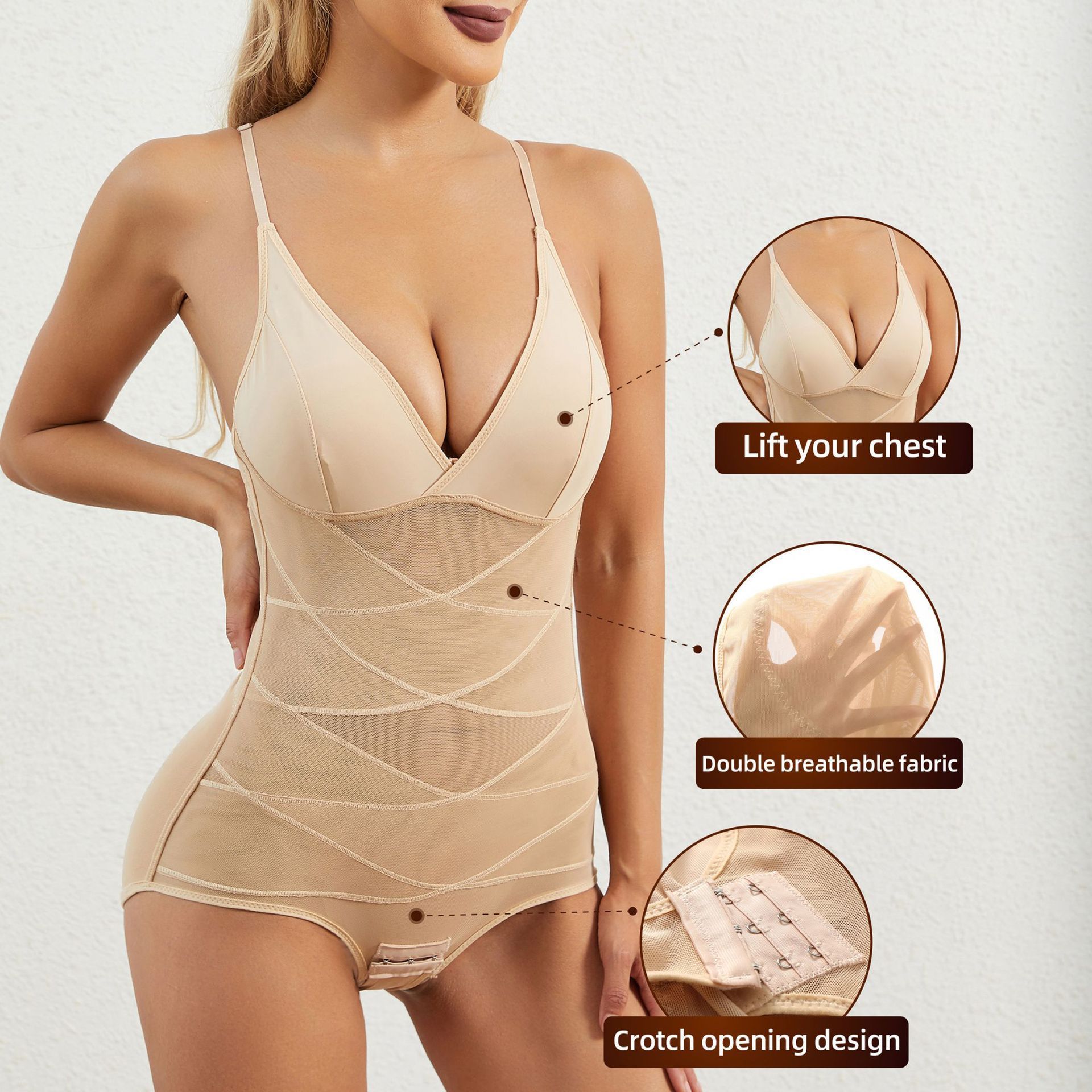 Clothes > Women's Clothing > Lingerie > Shapewear New one-piece body shaper, abdominal control, body corset, waist control, breast support corset, women's postpartum adjustment body shaping