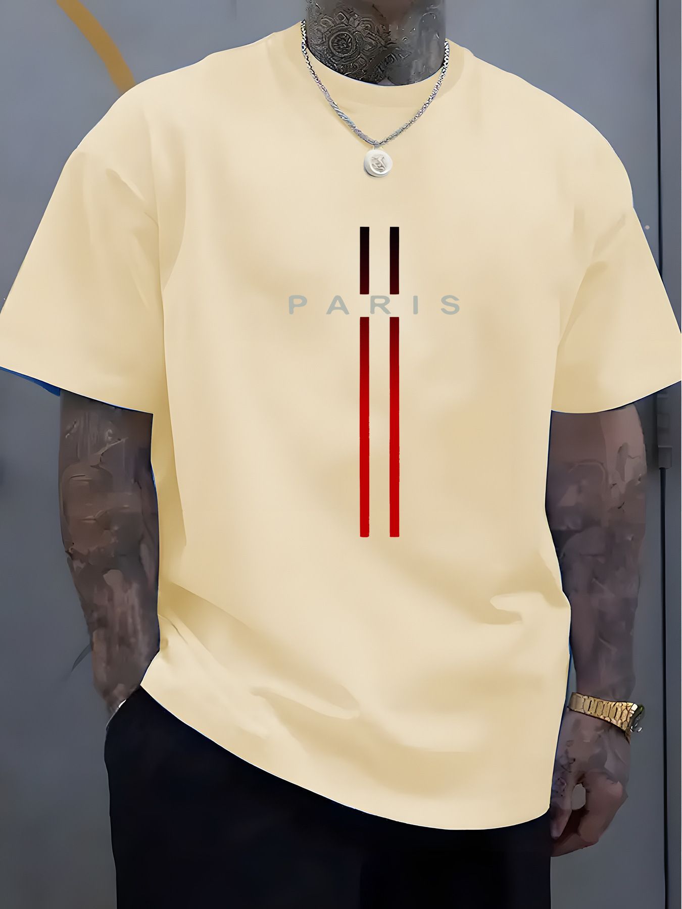 Clothes > Men's Clothing > Tops > T-Shirts  Summer men's pure cotton casual loose fit letter pattern printed round neck short-sleeved T-shirt