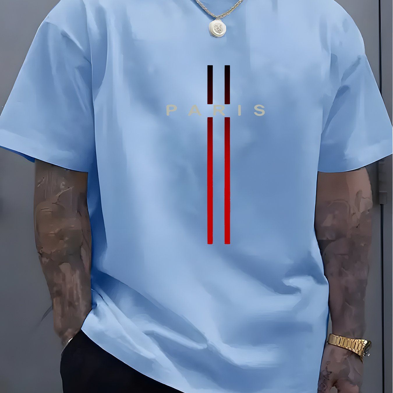 Clothes > Men's Clothing > Tops > T-Shirts  Summer men's pure cotton casual loose fit letter pattern printed round neck short-sleeved T-shirt