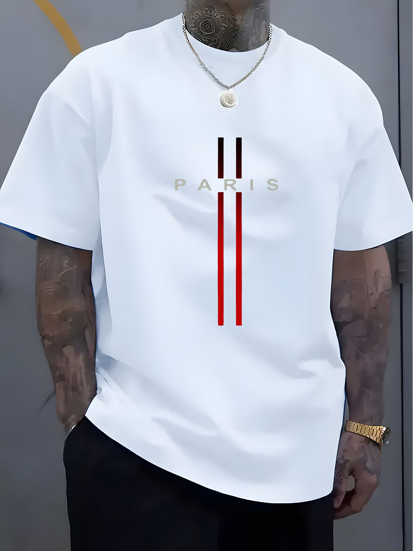 Clothes > Men's Clothing > Tops > T-Shirts  Summer men's pure cotton casual loose fit letter pattern printed round neck short-sleeved T-shirt