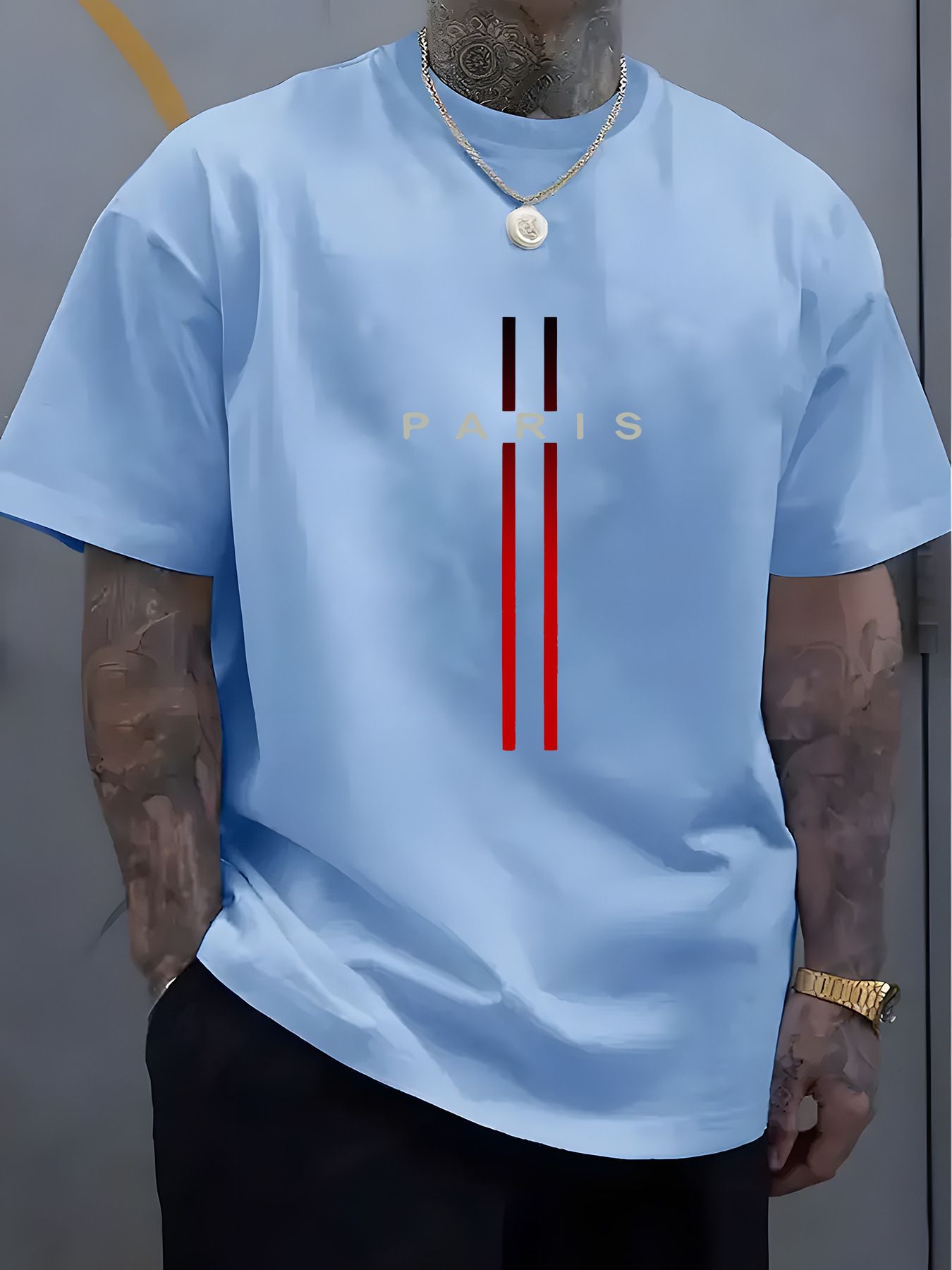 Clothes > Men's Clothing > Tops > T-Shirts  Summer men's pure cotton casual loose fit letter pattern printed round neck short-sleeved T-shirt