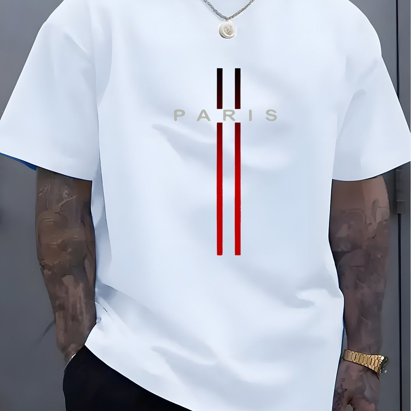 Clothes > Men's Clothing > Tops > T-Shirts  Summer men's pure cotton casual loose fit letter pattern printed round neck short-sleeved T-shirt
