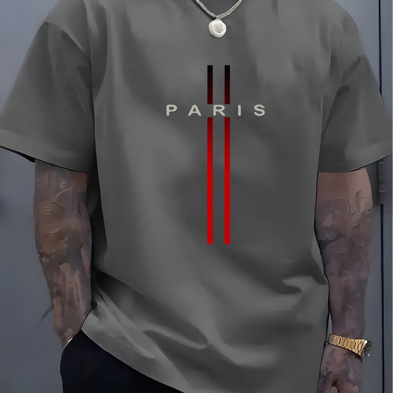 Clothes > Men's Clothing > Tops > T-Shirts  Summer men's pure cotton casual loose fit letter pattern printed round neck short-sleeved T-shirt