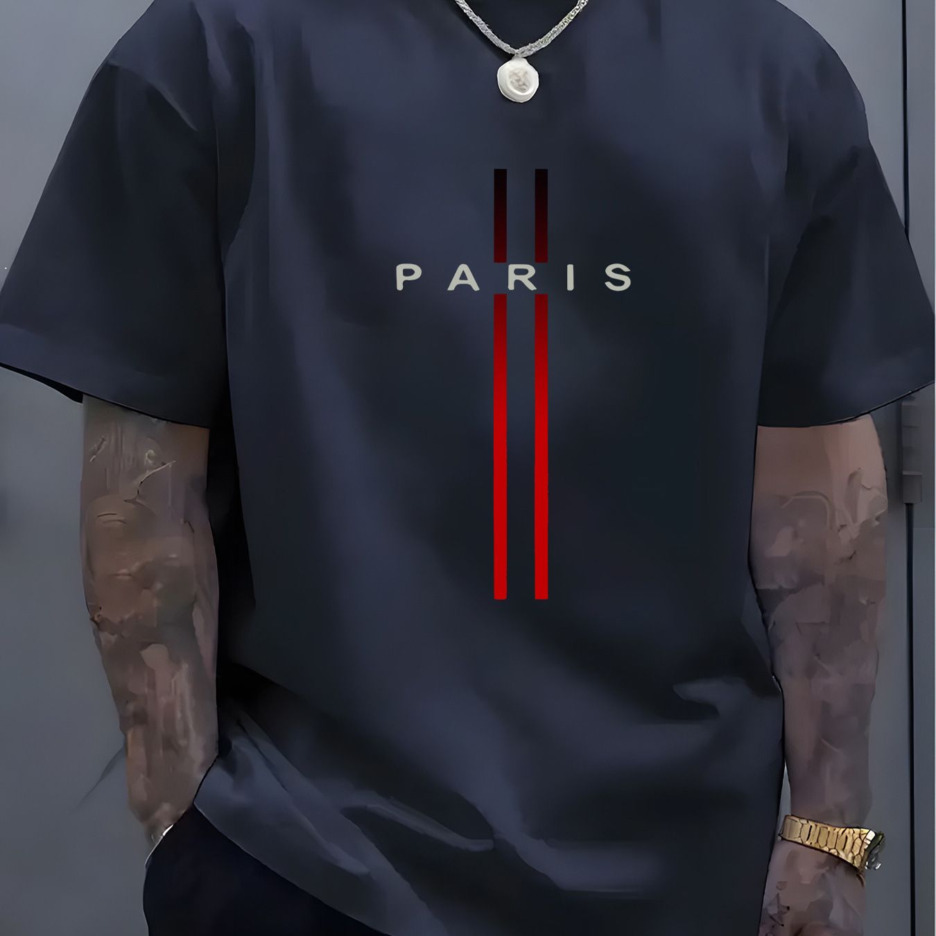 Clothes > Men's Clothing > Tops > T-Shirts  Summer men's pure cotton casual loose fit letter pattern printed round neck short-sleeved T-shirt