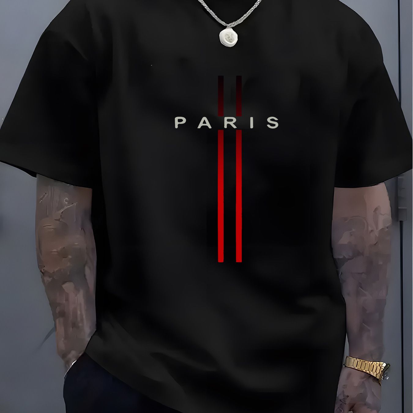 Clothes > Men's Clothing > Tops > T-Shirts  Summer men's pure cotton casual loose fit letter pattern printed round neck short-sleeved T-shirt