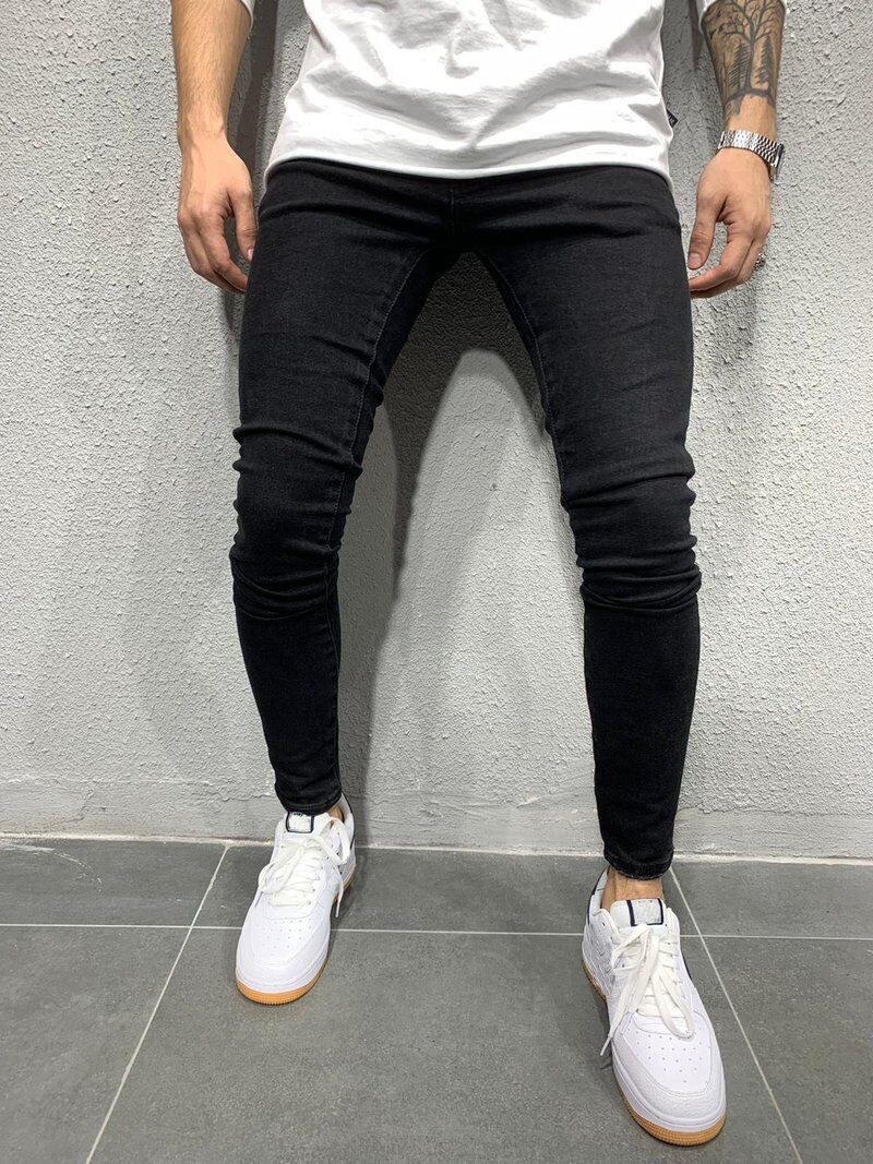 Clothes > Women's Clothing > Bottoms > Jeans  High quality European and American men's stretch tight feet slim jeans trousers classic four colors