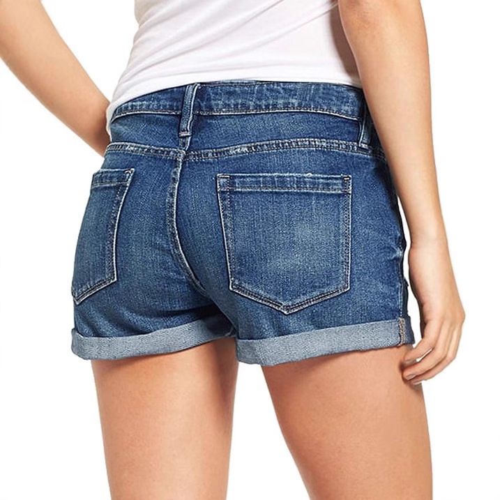 Clothes > Women's Clothing > Bottoms > Jeans European and American elastic ripped denim shorts women's jeans casual pants blue