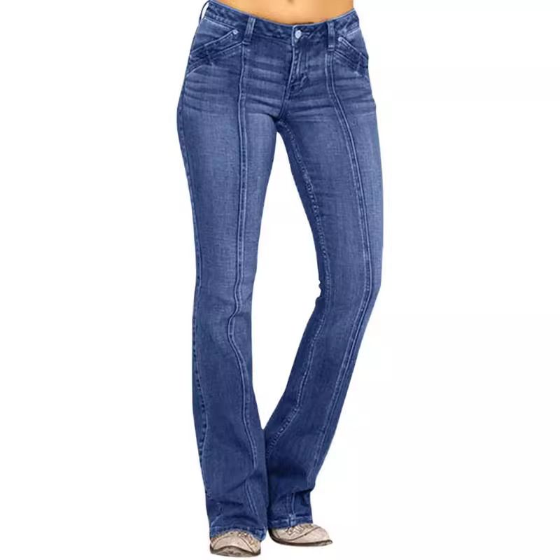 Clothes > Women's Clothing > Bottoms > Jeans  Large size European and American clothing jeans low waist bone-breaking flared trousers trousers