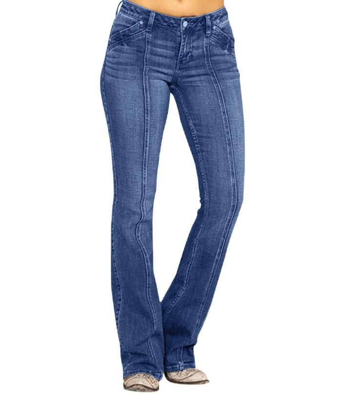 Clothes > Women's Clothing > Bottoms > Jeans  Large size European and American clothing jeans low waist bone-breaking flared trousers trousers