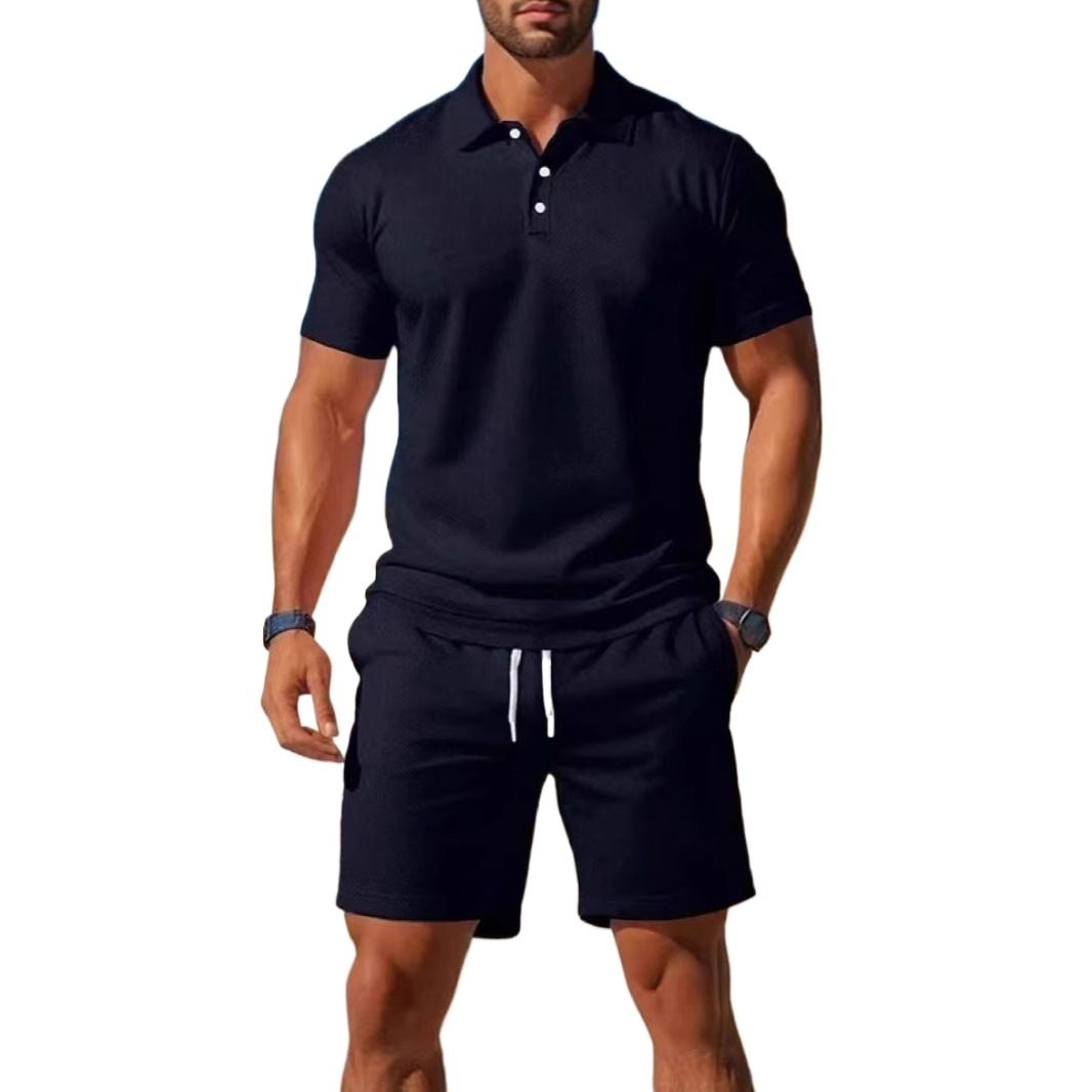 Clothes > Men's Clothing > Clothing Sets > Two-Piece Outfits  Men's European and American summer suits Men's short-sleeved POLO shirt + shorts Two-piece set Outdoor sports