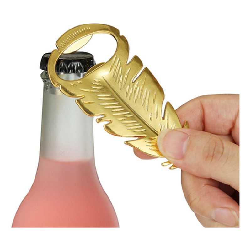 Home & Kitchen > Kitchen & Dining > Wine Accessories > Corkscrews & Openers  Small Golden Feather Bottle Opener Gift