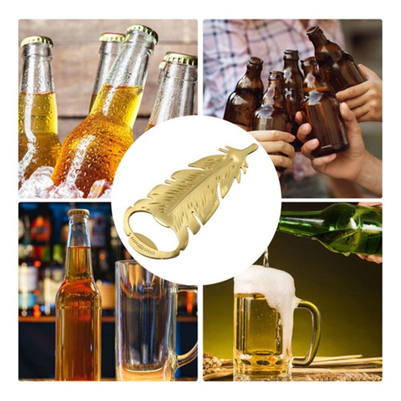 Home & Kitchen > Kitchen & Dining > Wine Accessories > Corkscrews & Openers  Small Golden Feather Bottle Opener Gift