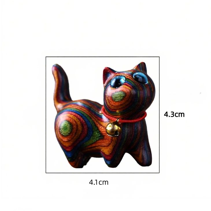Home & Kitchen > Home Decor > Home Decor Accents > Sculptures Wood Carving Kitten Decorative Ornament 4.3cm