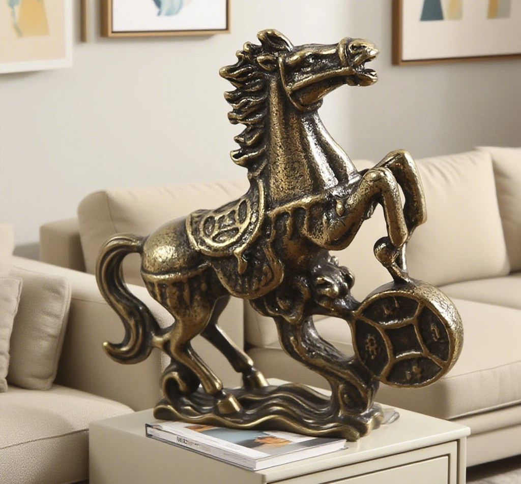 Home & Kitchen > Home Decor > Home Decor Accents > Sculptures Brass Horse Ornament Desktop Gift 5cm