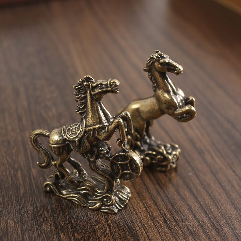 Home & Kitchen > Home Decor > Home Decor Accents > Sculptures Brass Horse Ornament Desktop Gift 5cm